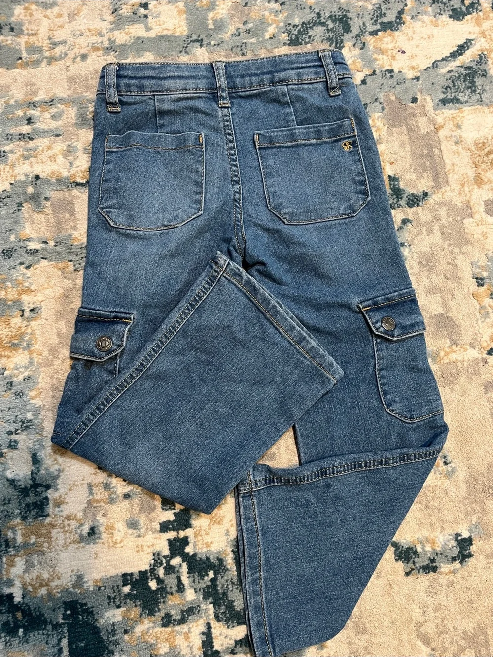 Jessica Simpson Charlotte Cargo Bootcut Jeans and Adjustable Waistband Sz 6